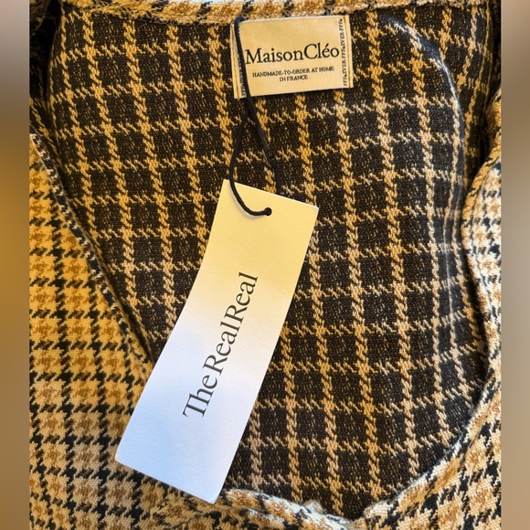 Maison Cleo Agnes Checked Cotton Blouse HANDMADE-TO-ORDER AT HOME IN FRANCE - Picture 7 of 13